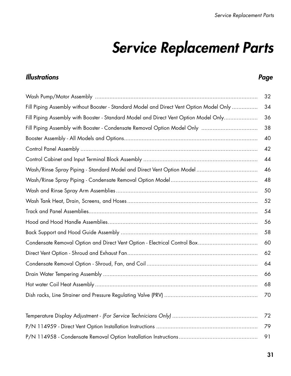 Dh5000_31106_042514, Service replacement parts | CHAMPION DH5000 Single Source Gas Door Machine Manual User Manual | Page 39 / 122
