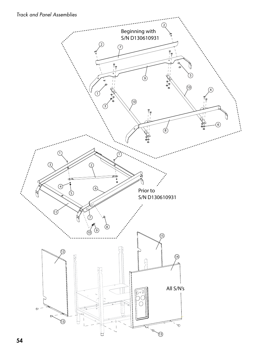 Track and panel assemblies | CHAMPION DH5000 Single Source Gas Door Machine Manual User Manual | Page 62 / 122