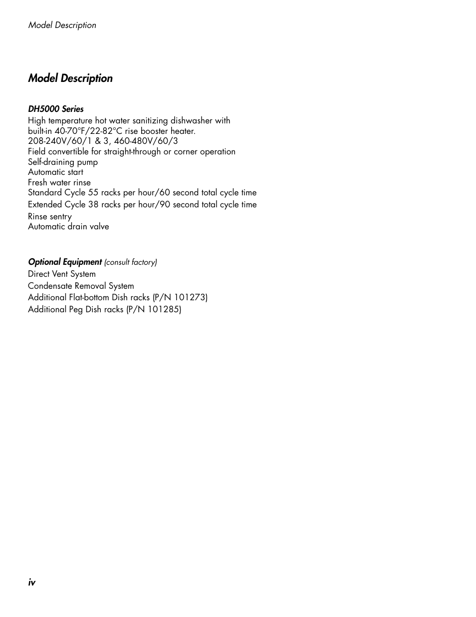 Model description | CHAMPION DH5000 Single Source Gas Door Machine Manual User Manual | Page 8 / 122