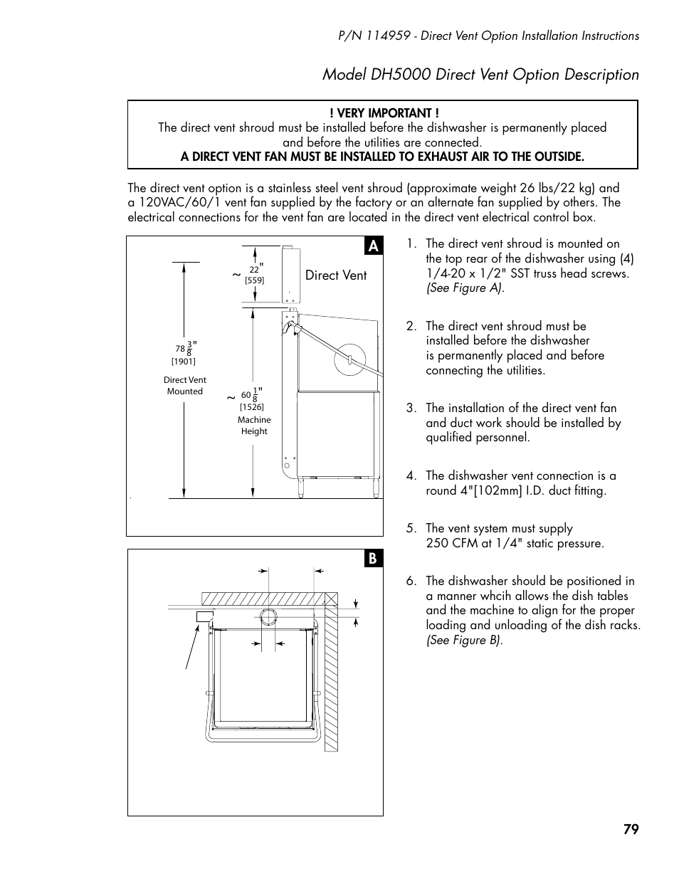 Model dh5000 direct vent option description | CHAMPION DH5000 Single Source Gas Door Machine Manual User Manual | Page 87 / 122
