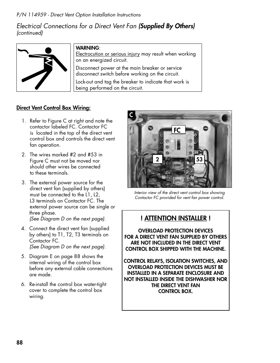 Attention installer | CHAMPION DH5000 Single Source Gas Door Machine Manual User Manual | Page 96 / 122