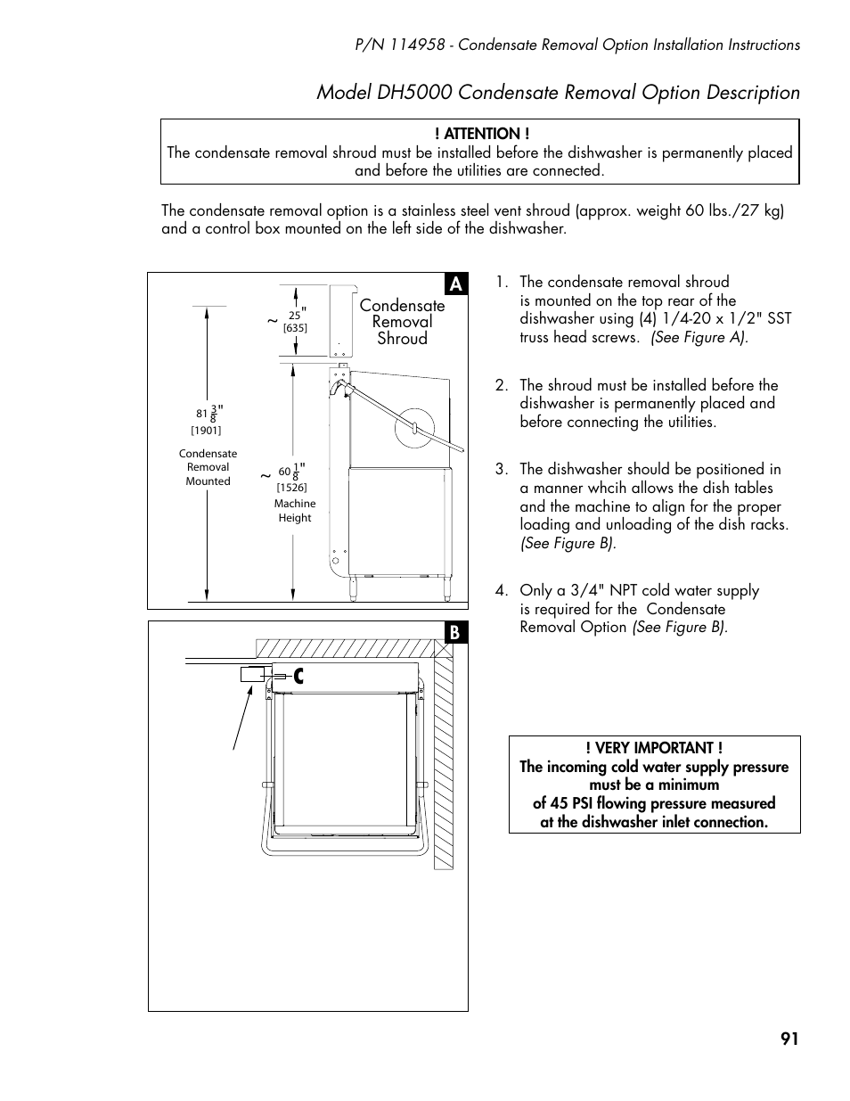 Model dh5000 condensate removal option description | CHAMPION DH5000 Single Source Gas Door Machine Manual User Manual | Page 99 / 122