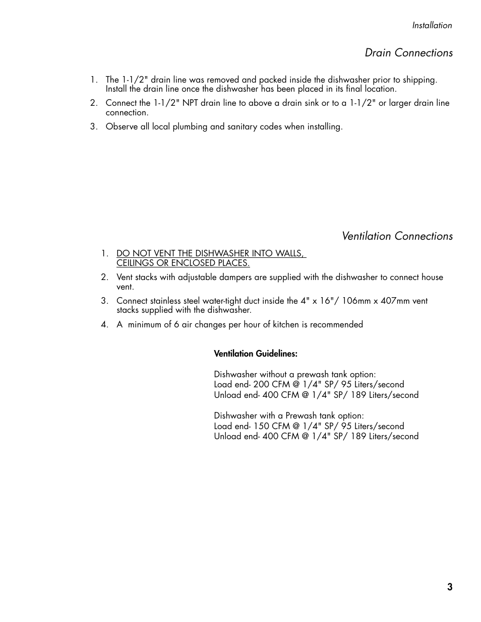 Drain connections, Ventilation connections | CHAMPION CH66 Manual User Manual | Page 11 / 104