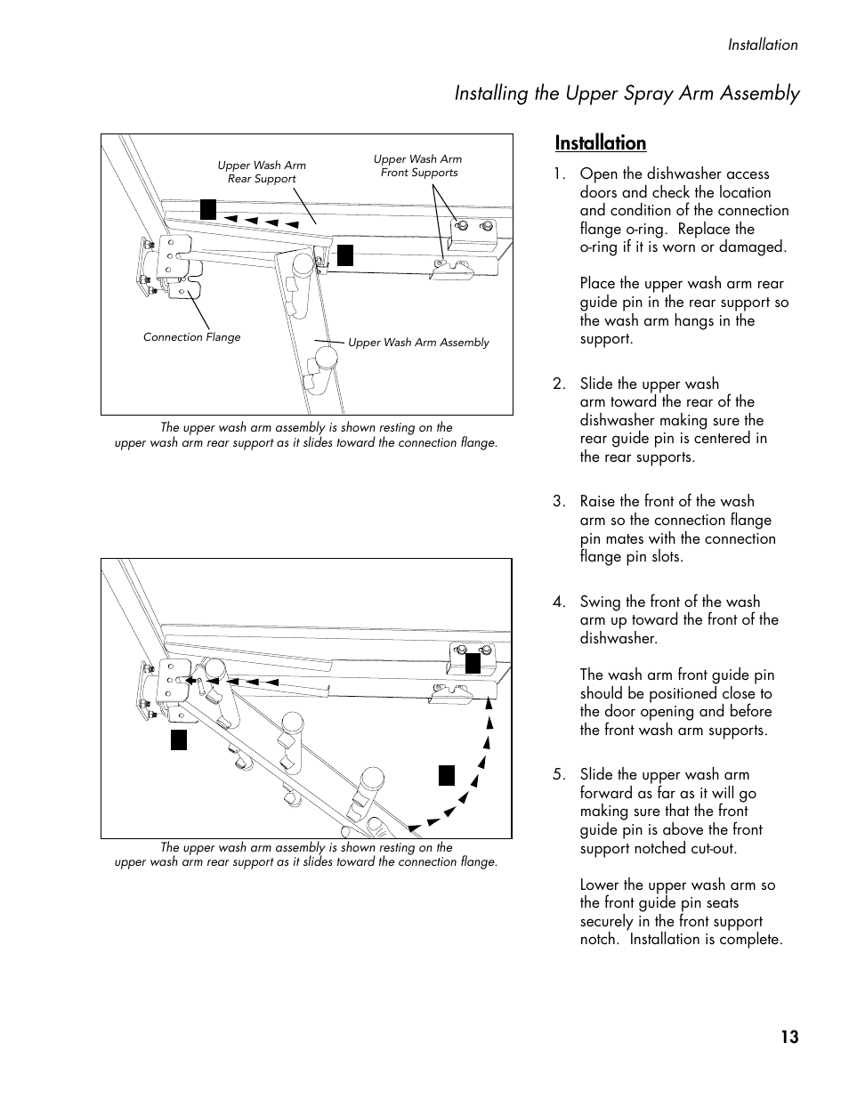Installing the upper spray arm assembly, Installation | CHAMPION CH66 Manual User Manual | Page 21 / 104