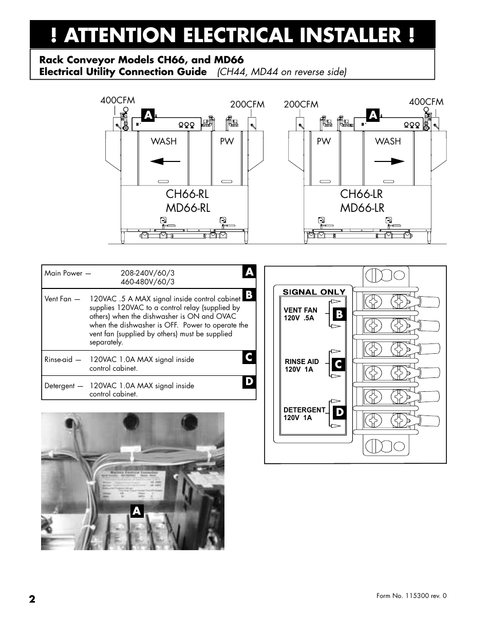 Attention electrical installer, Md66-rl | CHAMPION CH66 Electrical Connection Guide User Manual | Page 2 / 2