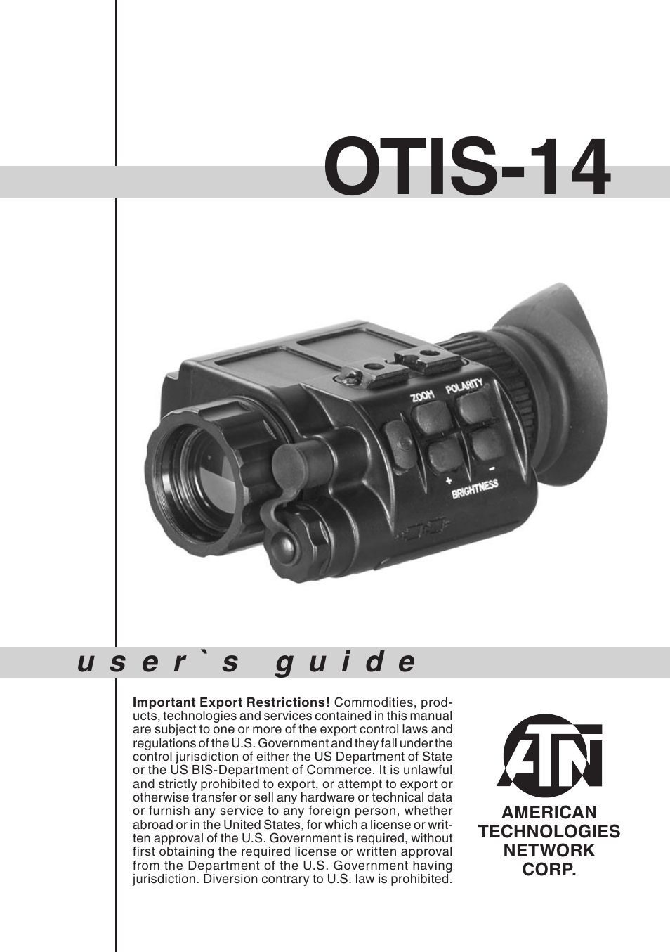 ATN Thermal Vision Monocular OTIS-14 User Manual | 8 pages