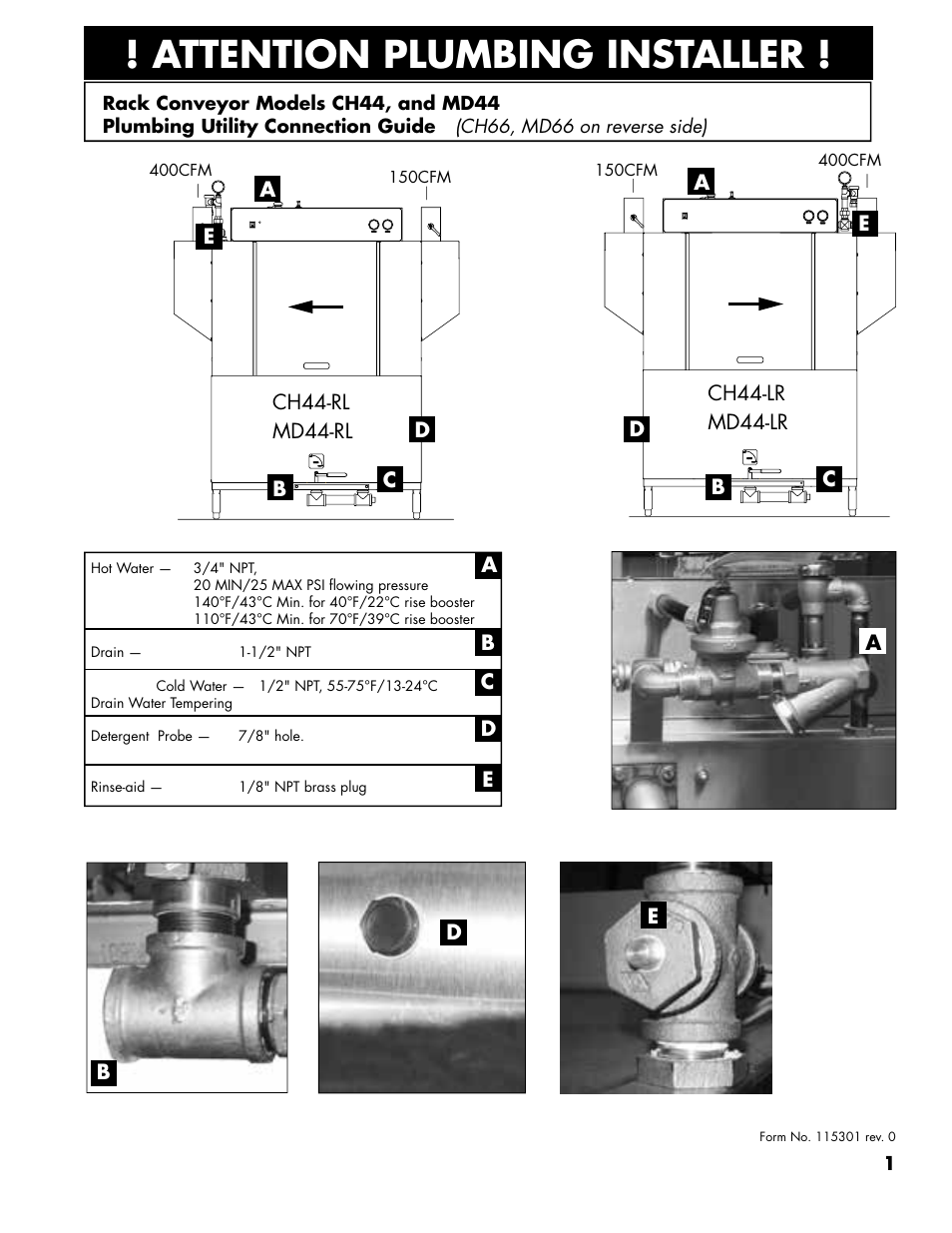 CHAMPION CH66 Plumbing Connection Guide User Manual | 2 pages