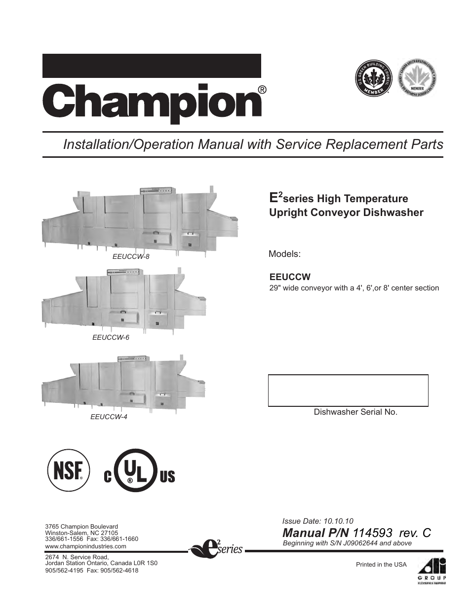 CHAMPION EEUCCW8 User Manual | 202 pages