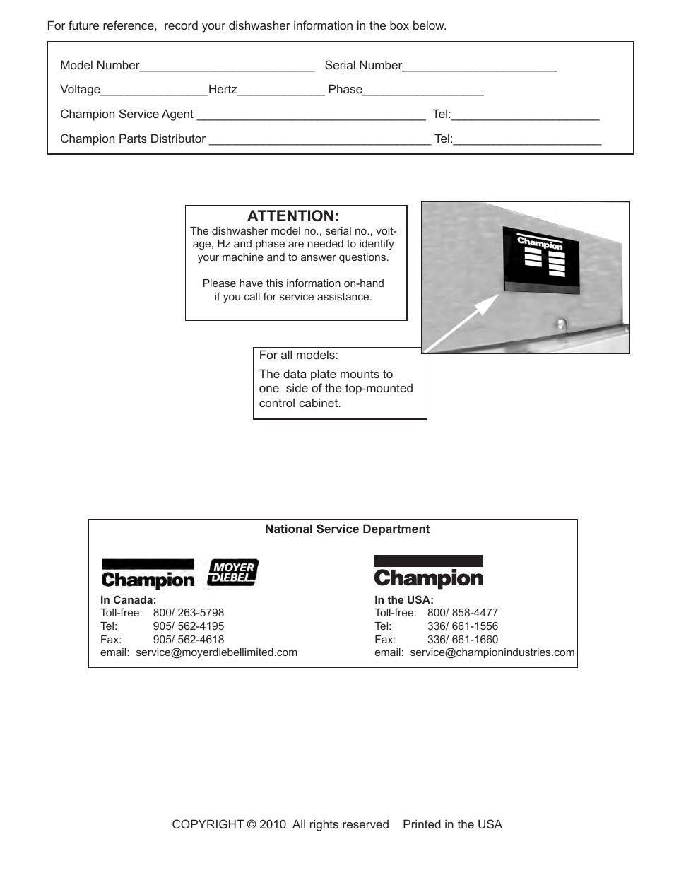 Attention | CHAMPION EEUCCW8 User Manual | Page 2 / 202