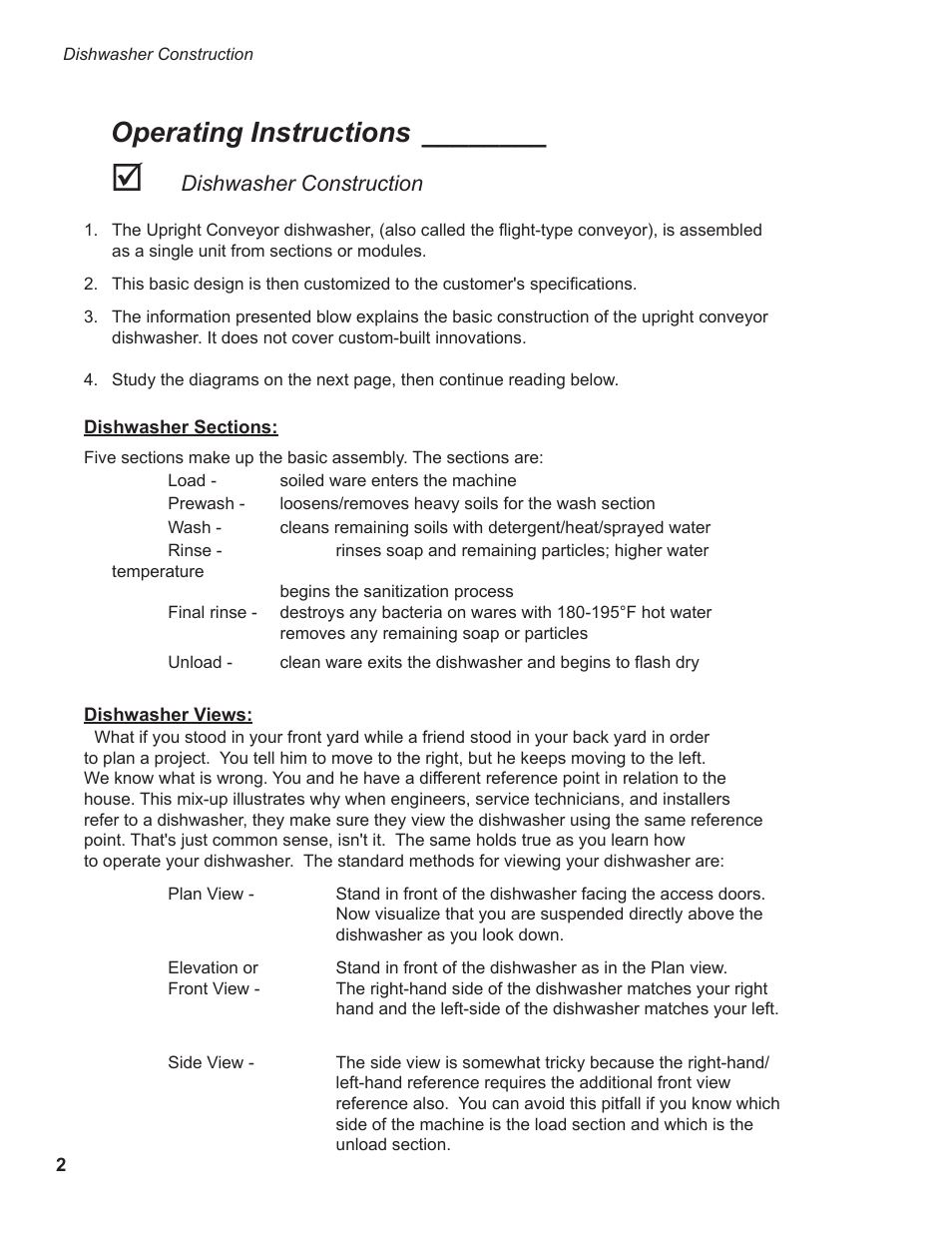 Operating instructions, Dishwasher construction | CHAMPION EUCCW Series User Manual | Page 10 / 230