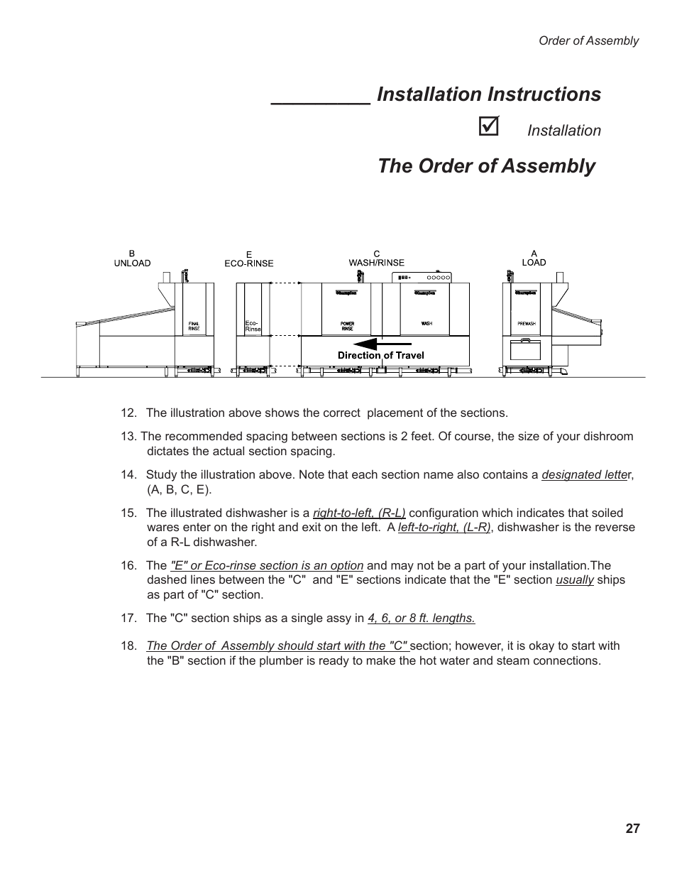 Installation instructions, The order of assembly | CHAMPION EUCCW Series User Manual | Page 35 / 230