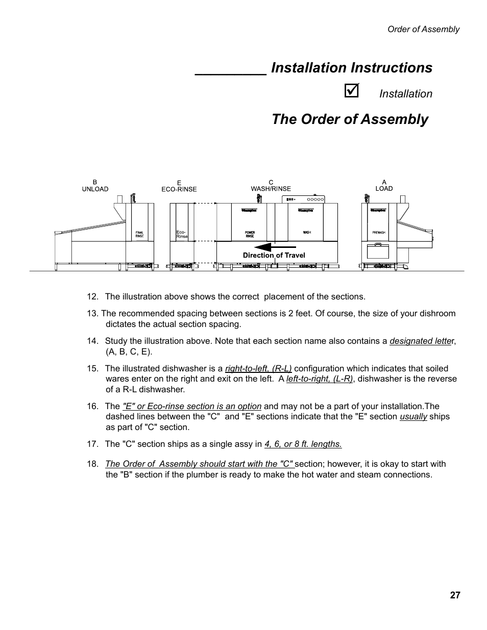 Installation instructions, The order of assembly | CHAMPION EUCC Series User Manual | Page 35 / 230