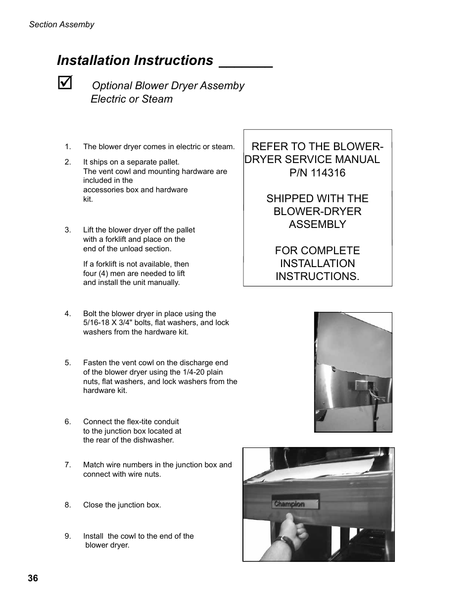 Installation instructions | CHAMPION EUCC Series User Manual | Page 44 / 230