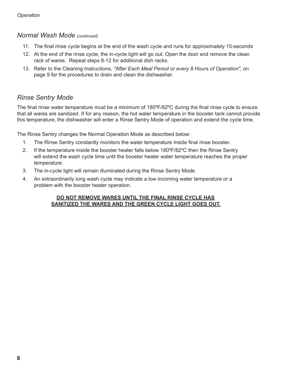 Rinse sentry mode normal wash mode | CHAMPION IUH351 User Manual | Page 14 / 92