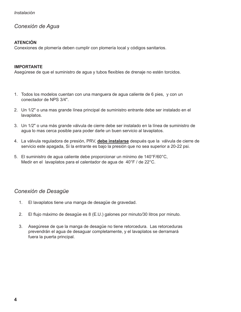 Conexiόn de agua, Conexiόn de desagüe | CHAMPION IUH351 User Manual | Page 56 / 92