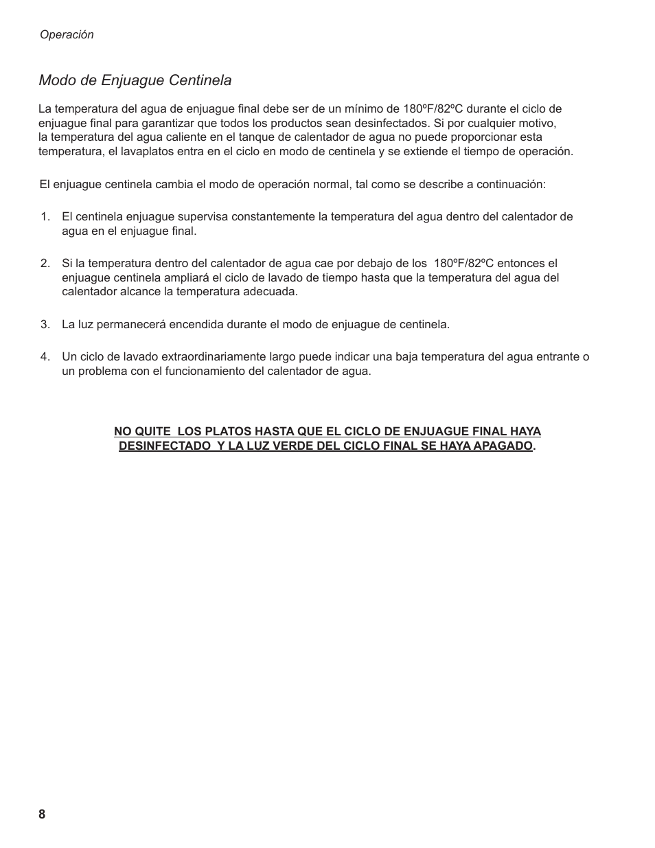 Modo de enjuague centinela | CHAMPION IUH351 User Manual | Page 60 / 92