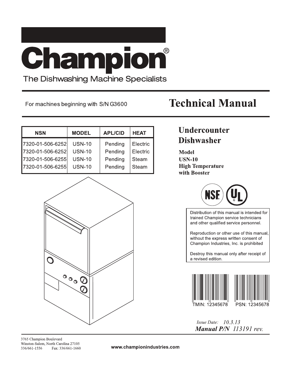 CHAMPION USN10 User Manual | 109 pages