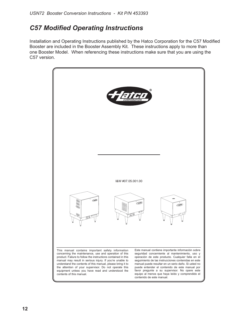 Electric booster water heaters, Installation & operating manual, C57 modified operating instructions | Imperial “s” compact “c” mini-compact “mc” series | CHAMPION USN72 User Manual | Page 174 / 192