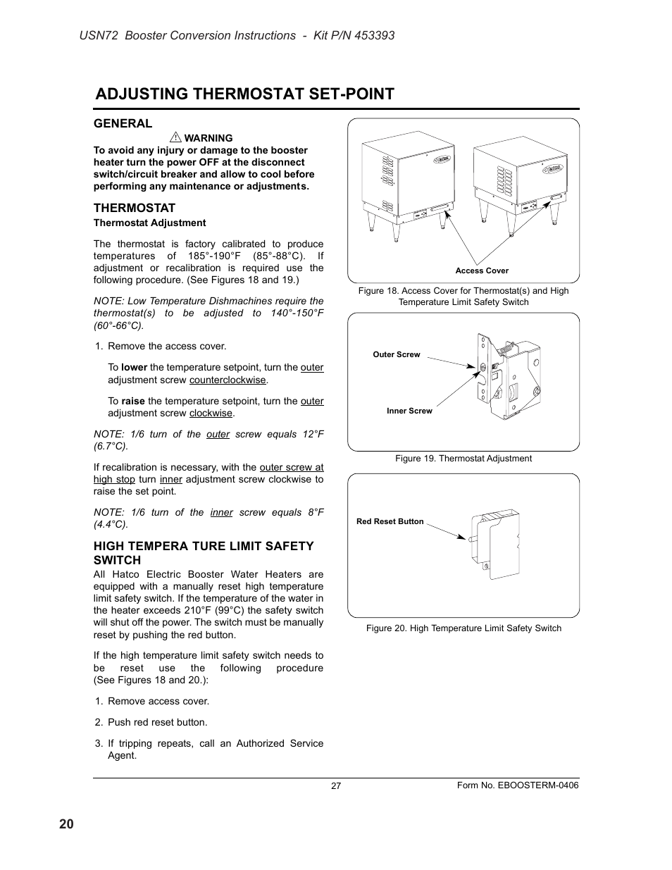 Adjusting thermostat set-point | CHAMPION USN72 User Manual | Page 182 / 192