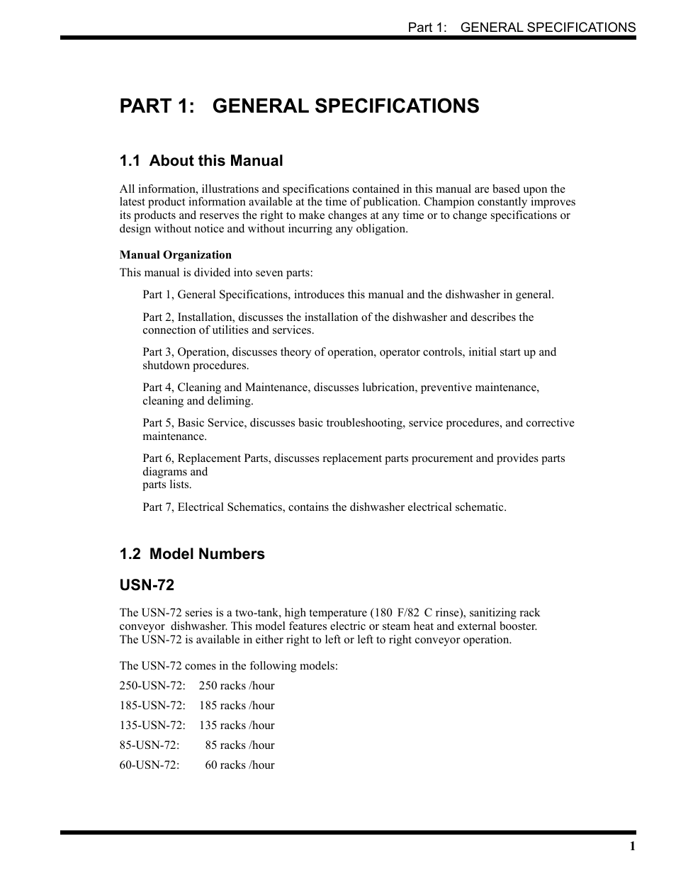 Part 1: general specifications | CHAMPION USN72 User Manual | Page 19 / 192