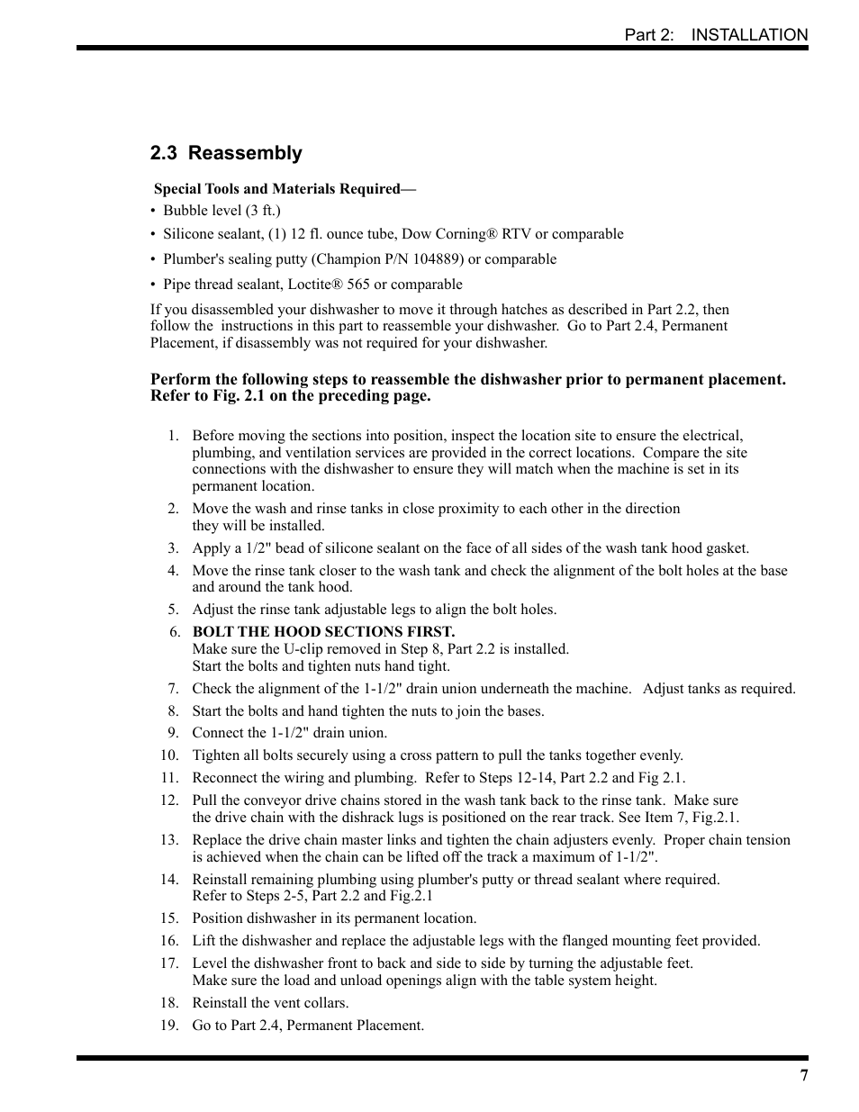 3 reassembly | CHAMPION USN72 User Manual | Page 25 / 192