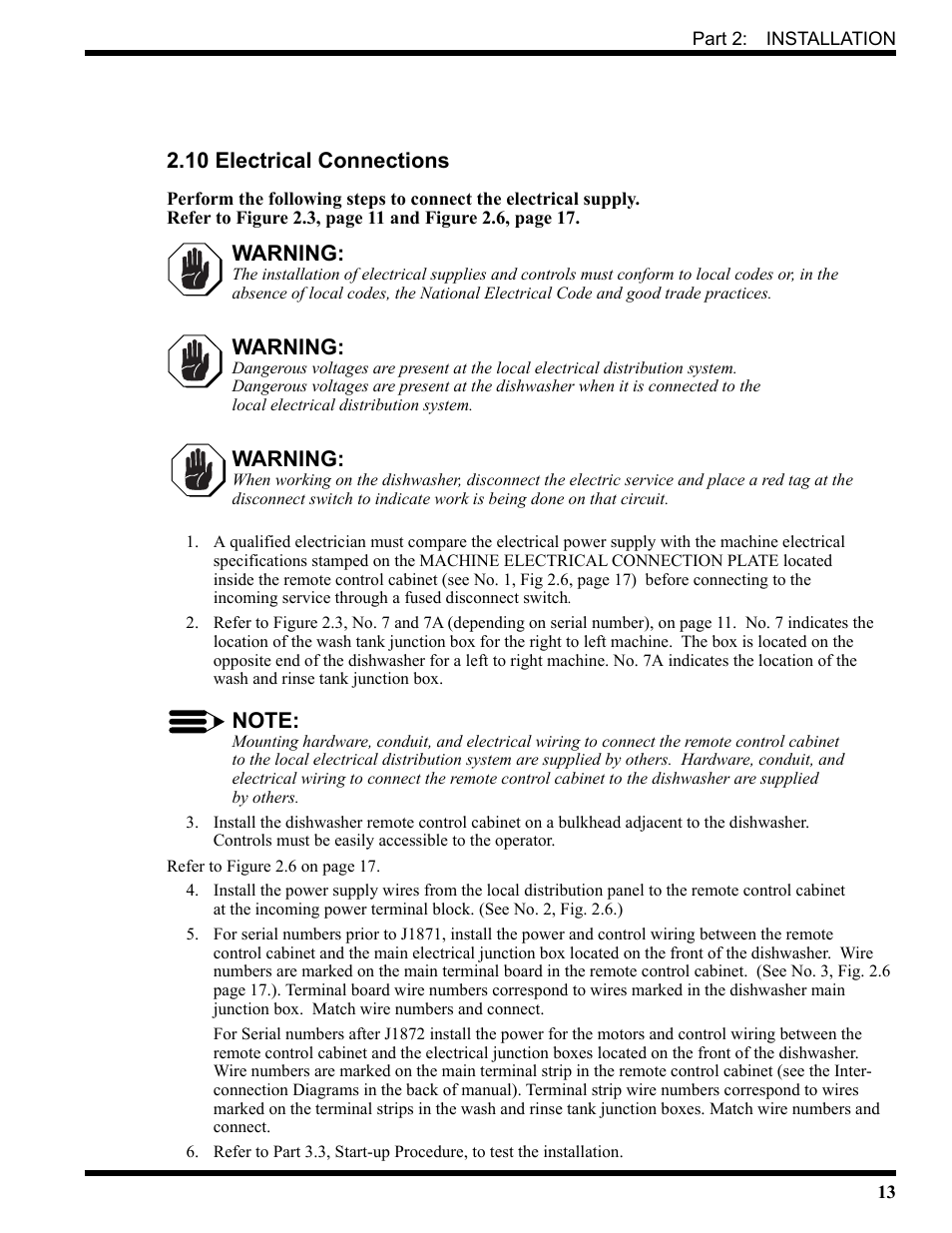 10 electrical connections, Warning | CHAMPION USN72 User Manual | Page 31 / 192