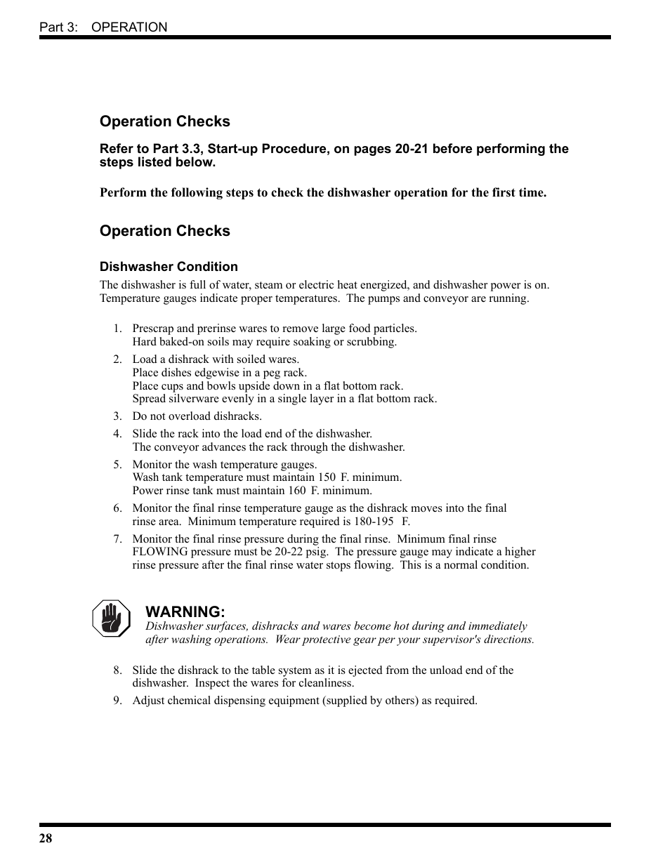 Operation checks, Warning | CHAMPION USN72 User Manual | Page 46 / 192