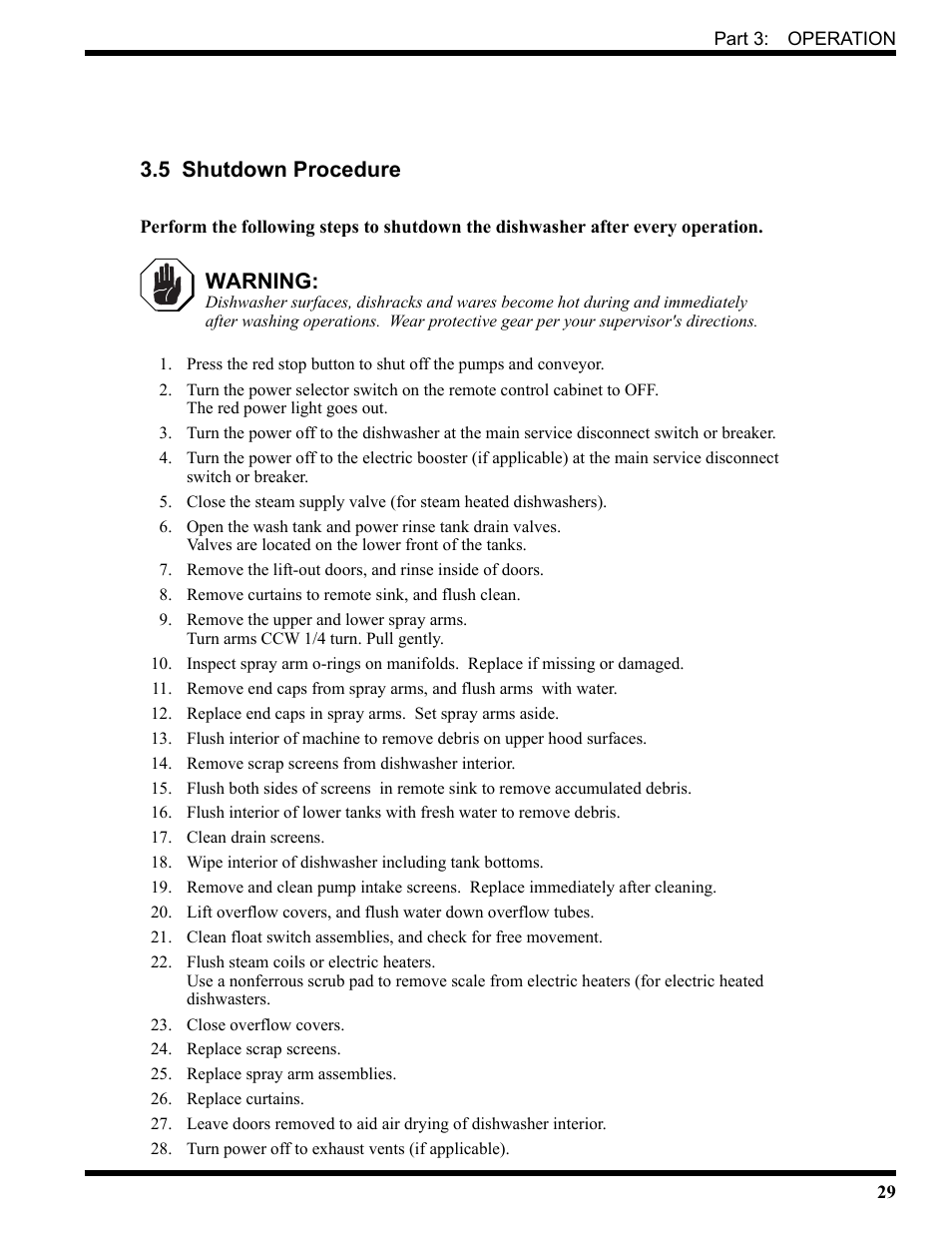 5 shutdown procedure, Warning | CHAMPION USN72 User Manual | Page 47 / 192