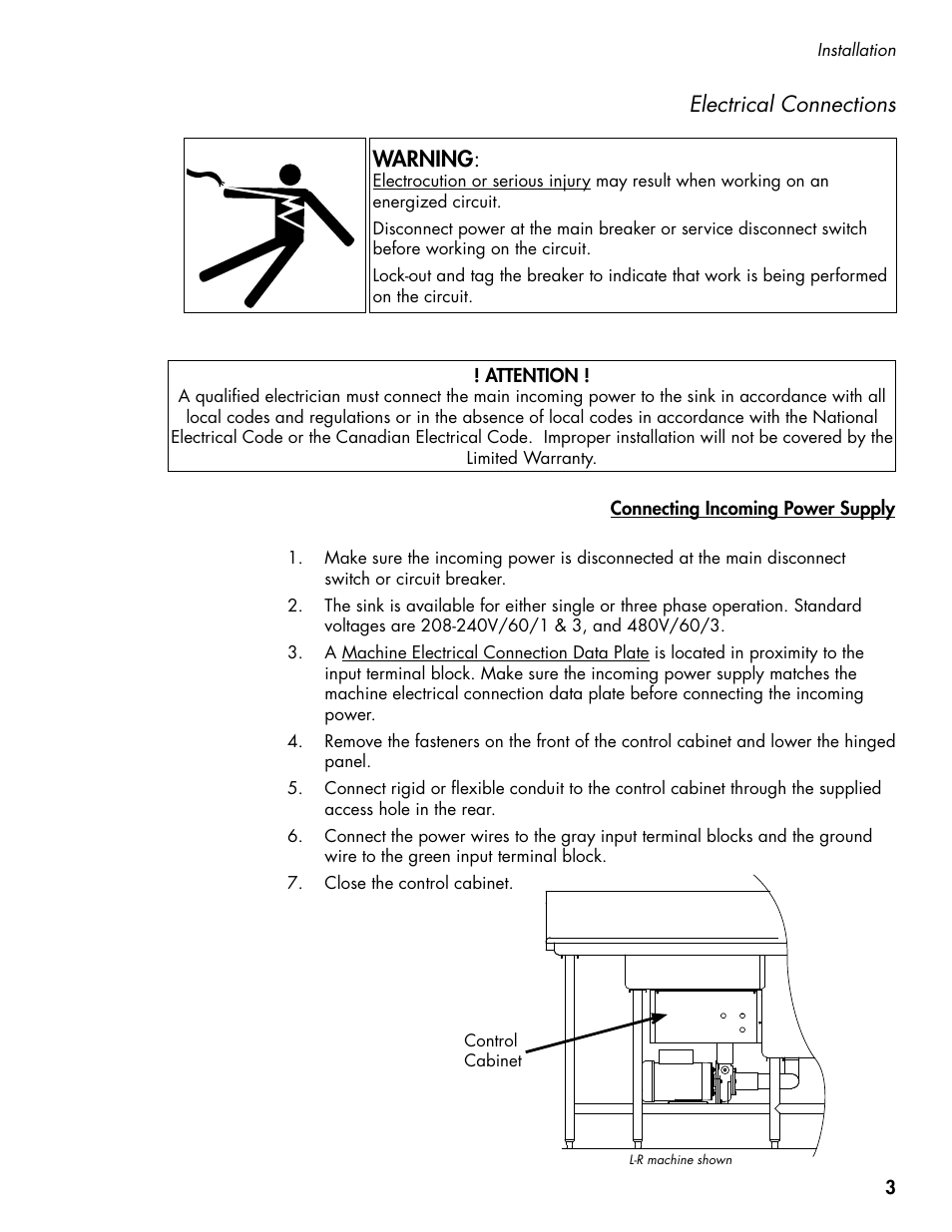 Electrical connections warning | CHAMPION PP3 User Manual | Page 11 / 36