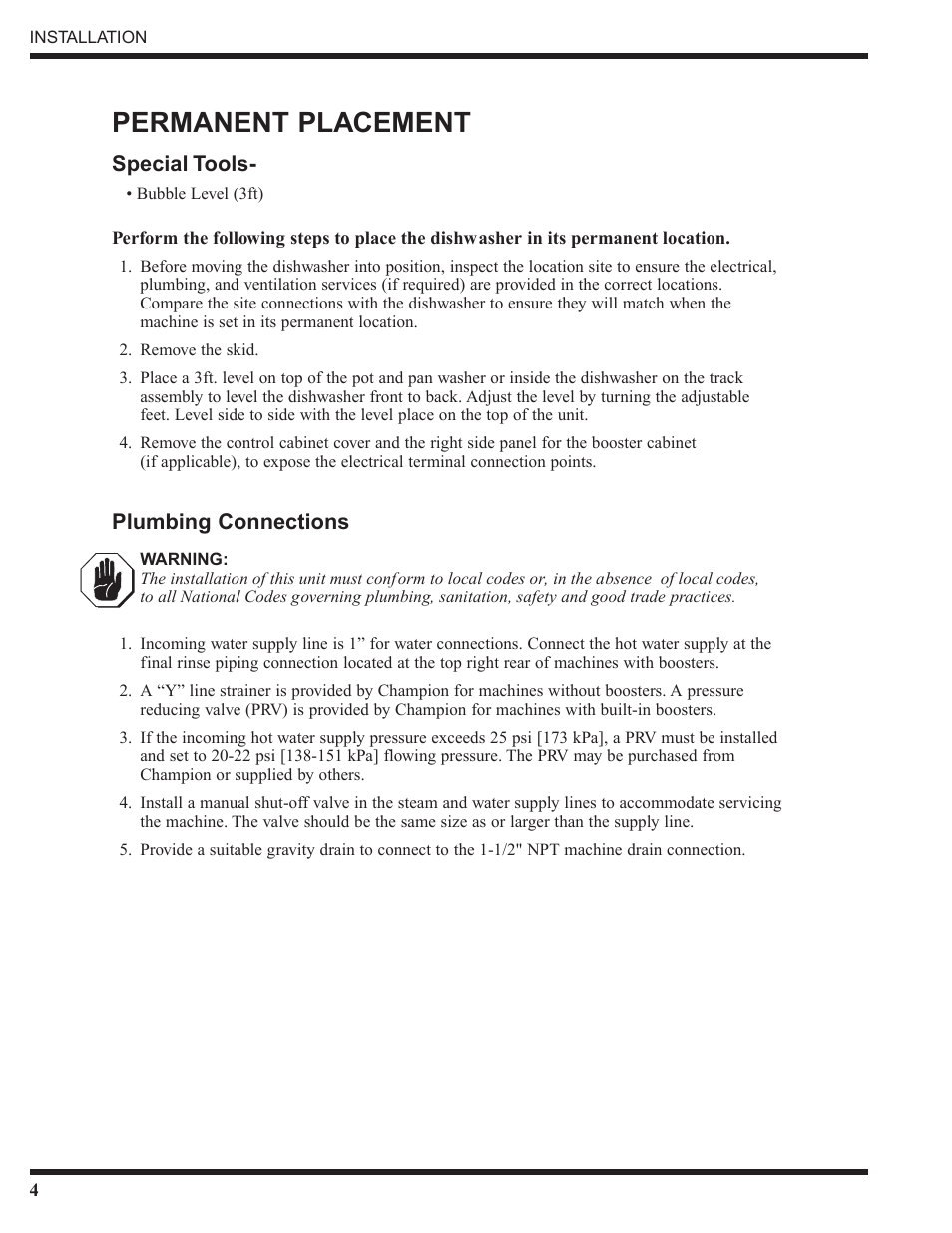 CHAMPION PP-28 Installation Instructions User Manual | 4 pages