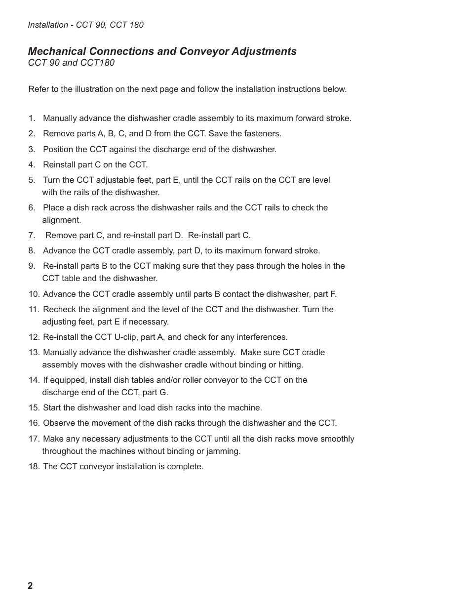 Mechanical connections and conveyor adjustments | CHAMPION CCT Table System User Manual | Page 10 / 20