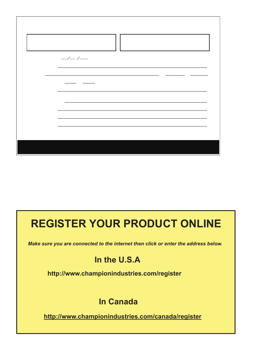 Register your product online, Important important, Product registration card | CHAMPION CCT Table System User Manual | Page 4 / 20