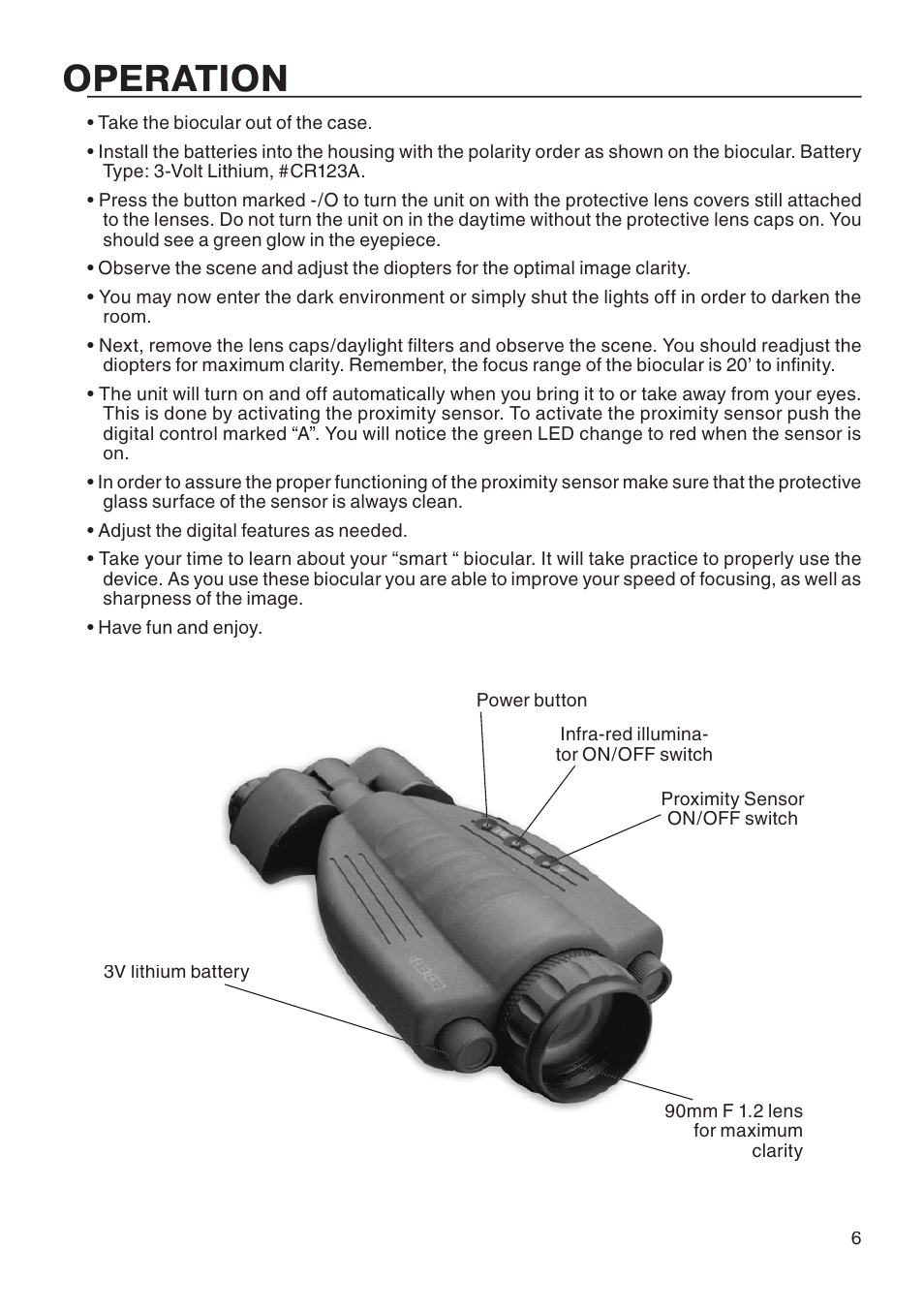 Operation | ATN Night Shadow Night Vision Biocular User Manual | Page 7 / 12
