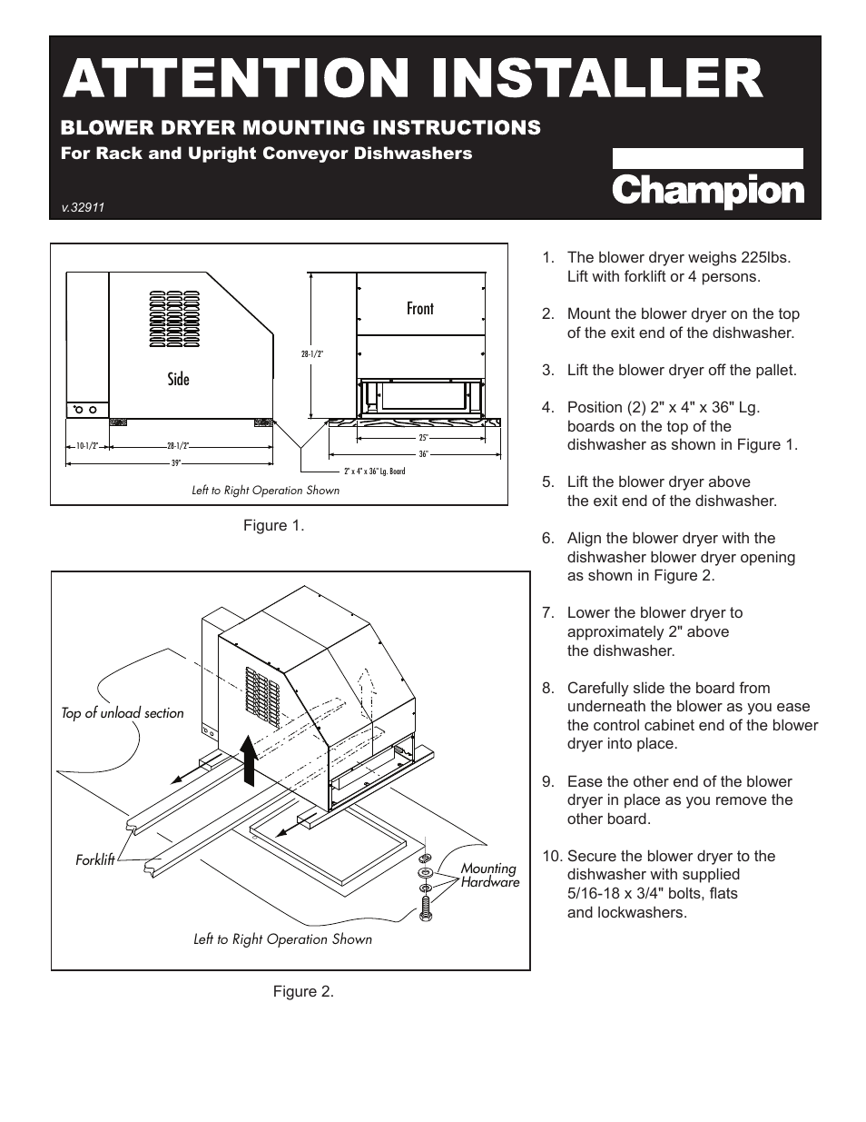 CHAMPION EBD-48 Rack and Flight Mounting Instructions User Manual | 1 page