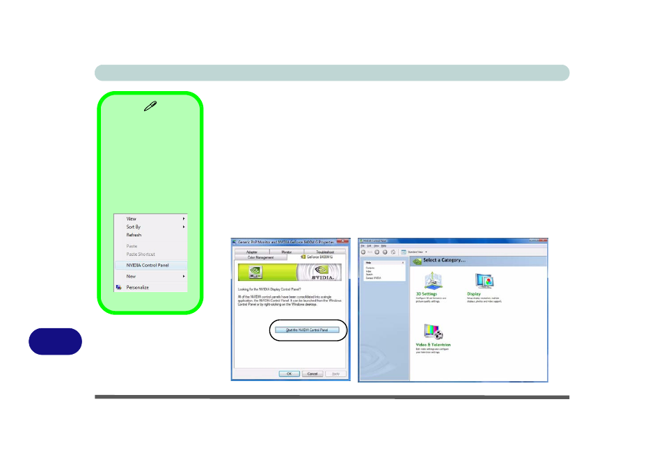 Nvidia control panel | chiliGREEN 17 M670SU MK2 User Manual | Page 154 / 224