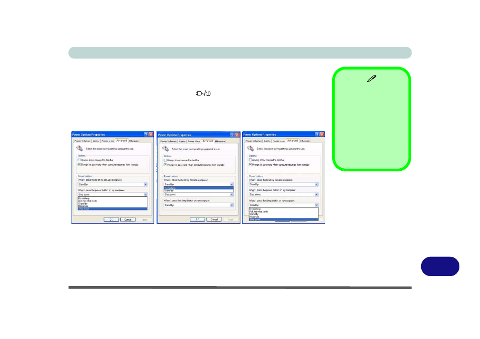 Configuring the power button | chiliGREEN 17 M670SU MK2 User Manual | Page 197 / 224