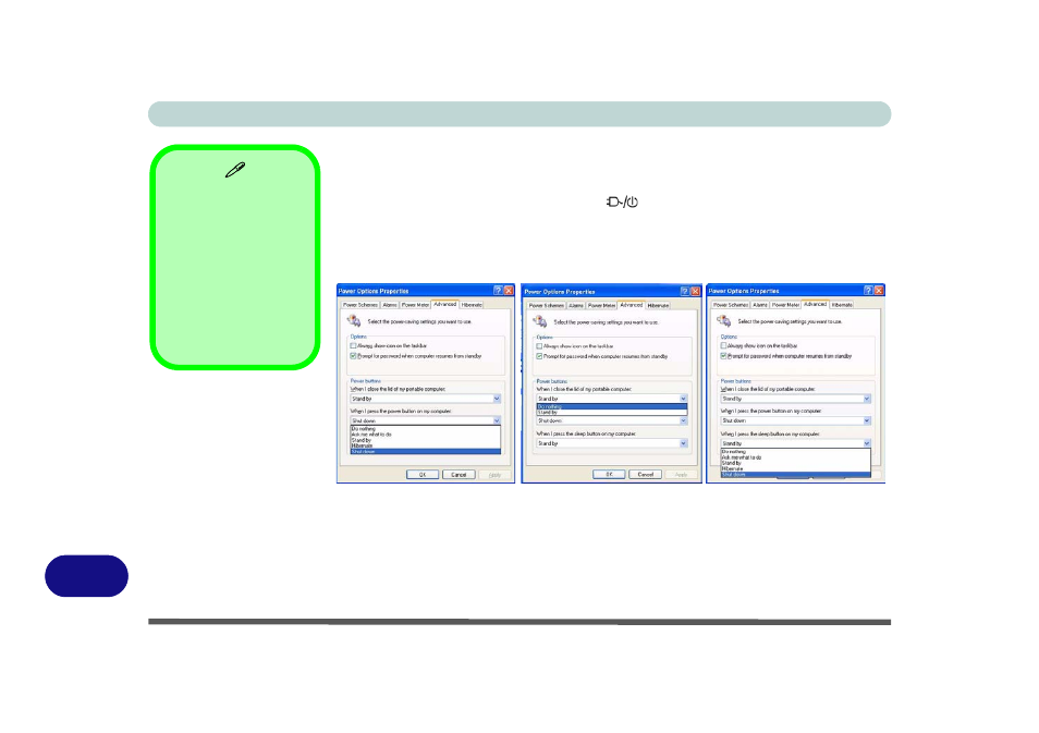 Configuring the power button | chiliGREEN 15 4 M665S User Manual | Page 168 / 190