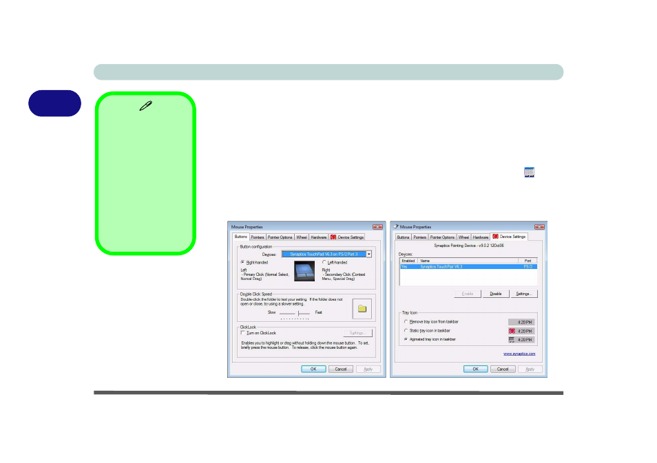 Touchpad and buttons/mouse, Touchpad and buttons/mouse -8 | chiliGREEN 15 4 M665S User Manual | Page 46 / 190