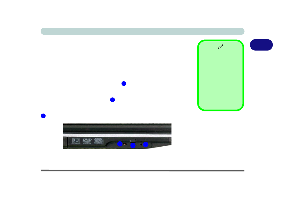 Optical (cd/dvd) device, Loading discs, Optical (cd/dvd) device -3 | Loading discs -3 | chiliGREEN 15 4 M665NC User Manual | Page 41 / 154