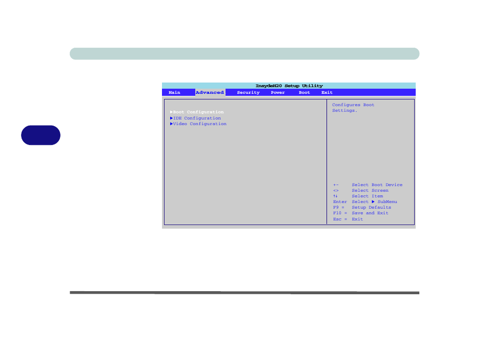 Advanced menu, Advanced menu -4, Bios utilities 5 - 4 advanced menu | Figure 5 - 2 | chiliGREEN 15 4 M665NC User Manual | Page 80 / 154