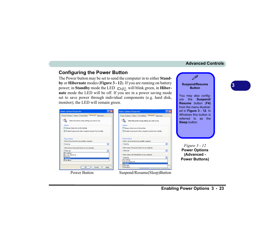 Configuring the power button, Suspend/resume button, Configuring the power button -23 | chiliGREEN D620S U User Manual | Page 106 / 209