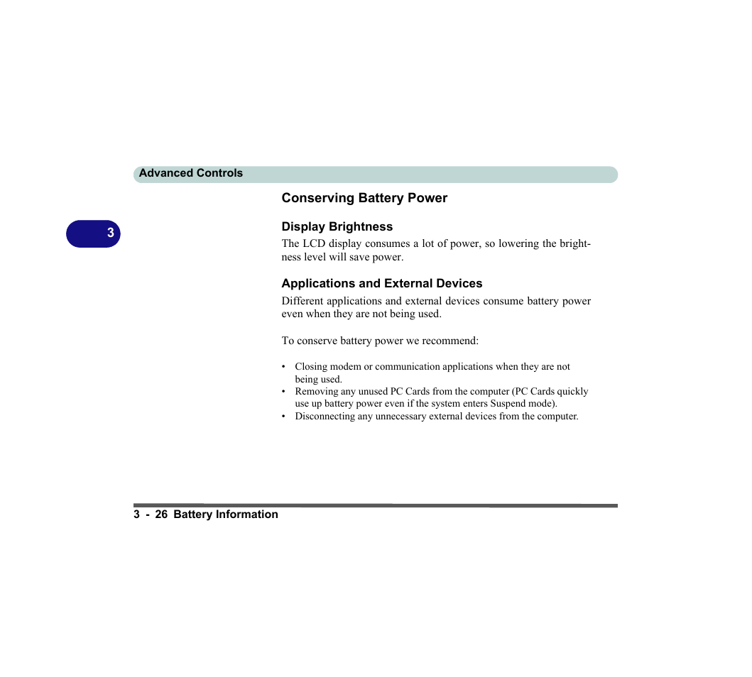 Conserving battery power, Display brightness, Applications and external devices | chiliGREEN D620S U User Manual | Page 109 / 209