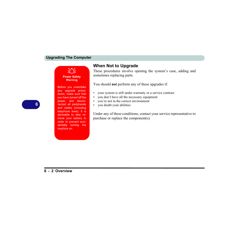 When not to upgrade, Power safety warning, When not to upgrade -2 | chiliGREEN D620S U User Manual | Page 145 / 209