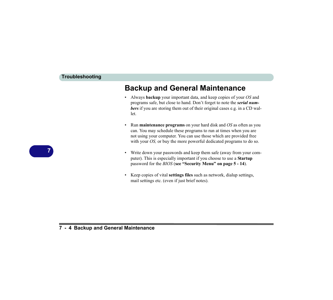 Backup and general maintenance, Backup and general maintenance -4 | chiliGREEN D620S U User Manual | Page 161 / 209
