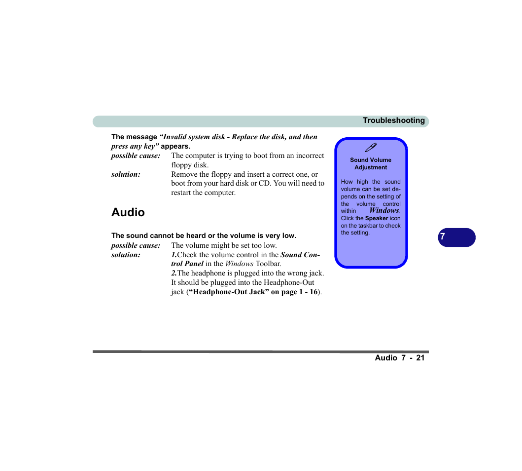 Audio, Sound volume adjustment, Audio -21 | chiliGREEN D620S U User Manual | Page 178 / 209