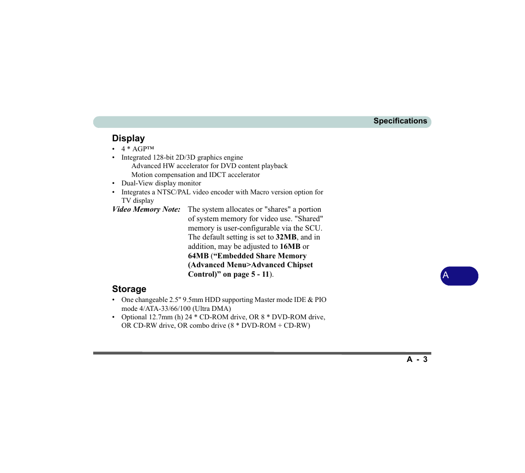 Display, Storage | chiliGREEN D620S U User Manual | Page 204 / 209
