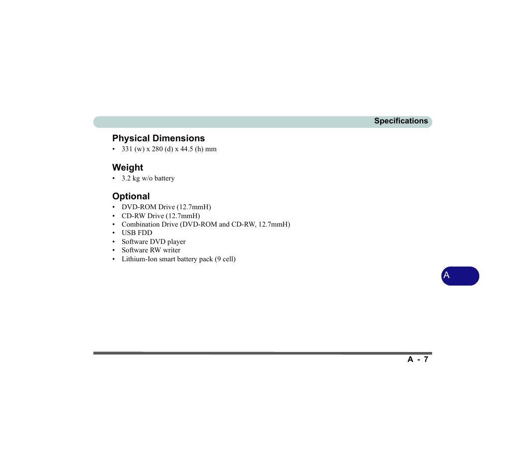 Physical dimensions, Weight, Optional | chiliGREEN D620S U User Manual | Page 208 / 209