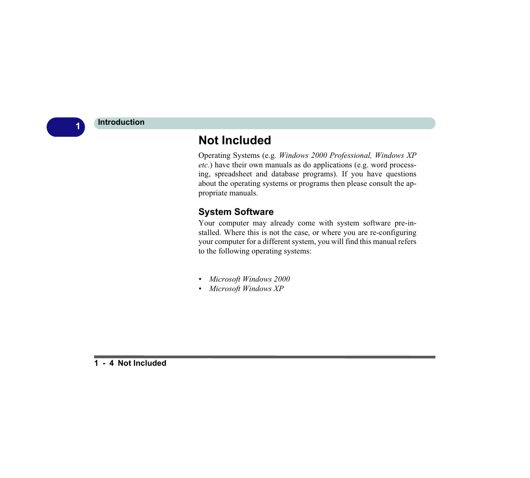 Not included, System software, Not included -4 system software -4 | chiliGREEN D620S U User Manual | Page 33 / 209