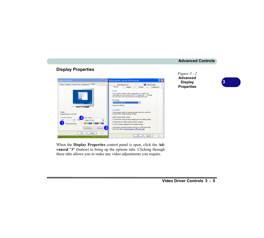 Display properties, Figure 3 - 2 advanced display properties, Display properties -5 | chiliGREEN D620S U User Manual | Page 88 / 209