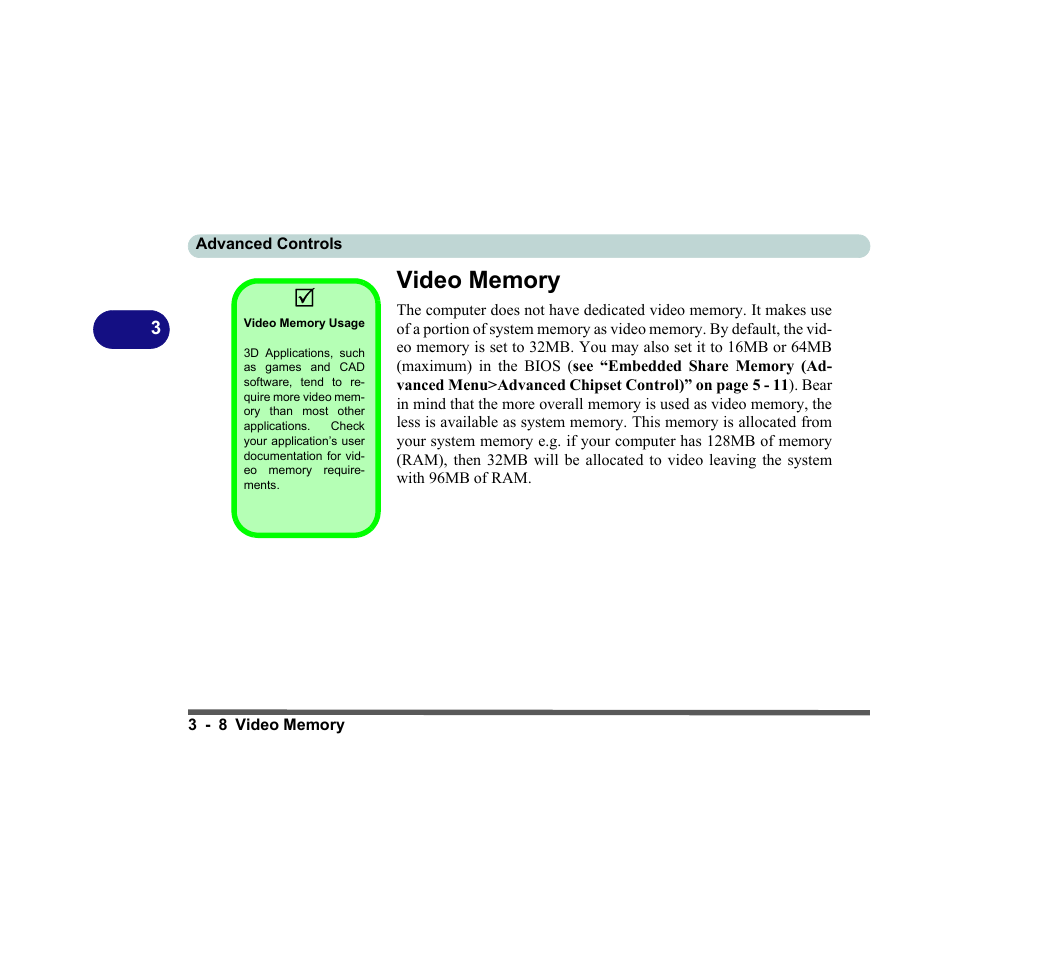 Video memory, Video memory usage, Video memory -8 | chiliGREEN D620S U User Manual | Page 91 / 209